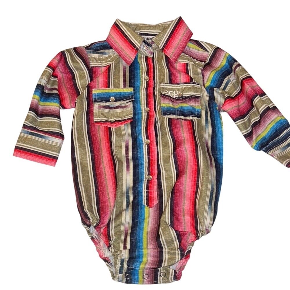 Cowgirl Hardware size 12 months Colorful Striped Baby Bodysuit